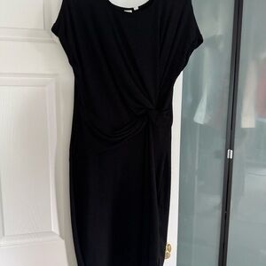 GAP Black Midi Dress with Knot Detail